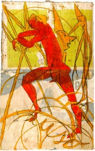 Il traghettatore di giorno, opera di Paolo Tesi (2010, inchiostro su carta da manifesti murali