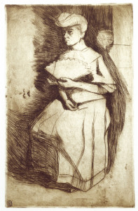 "Signora con ventaglio" di Boccioni, una delle opere in mostra all'esposizione L’urlo dell’immagine. La grafica dell’Espressionismo italiano” alla Galleria d'Arte Moderna e Contemporanea di Viareggio